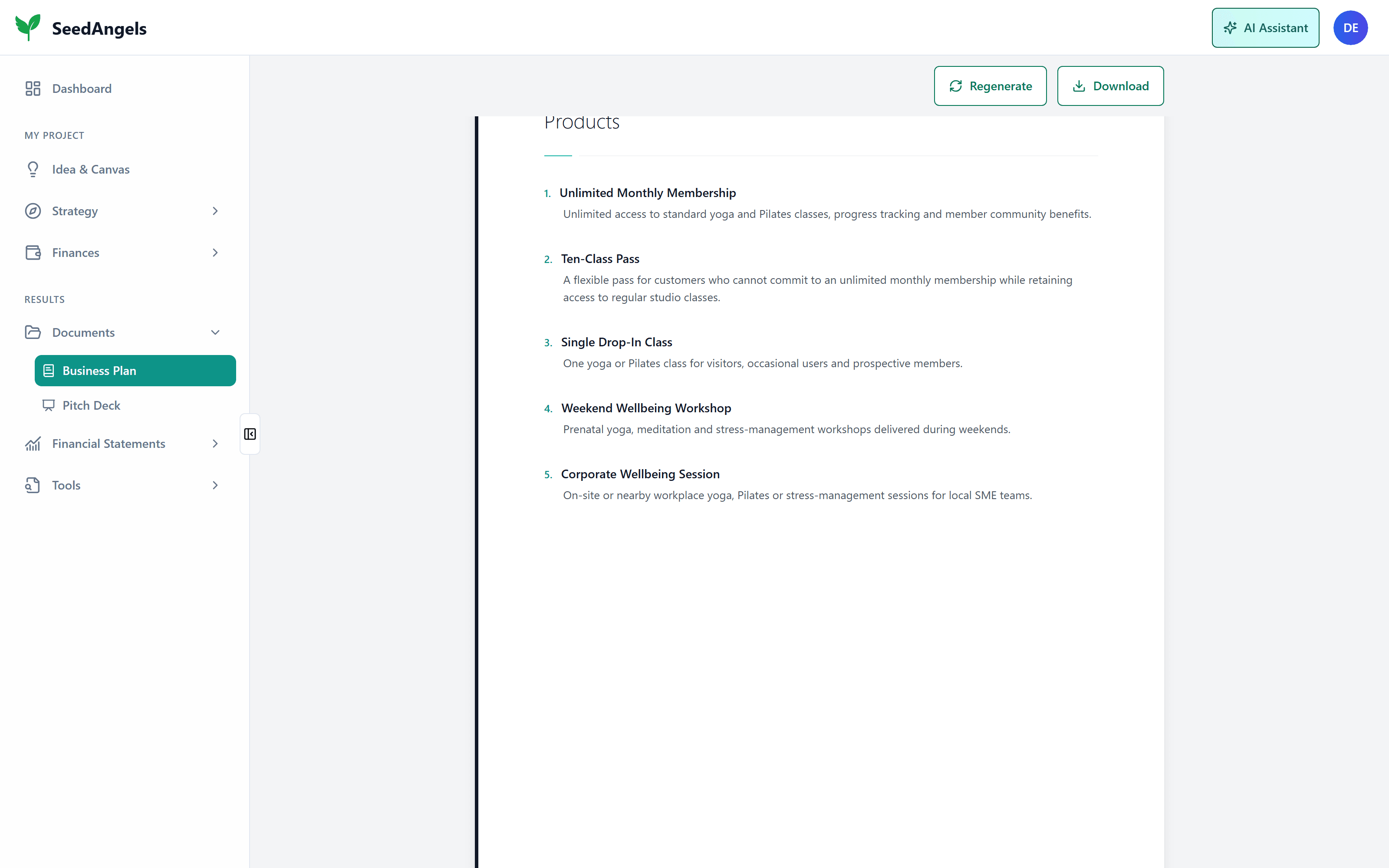 The written sections of a SeedAngels Business Plan