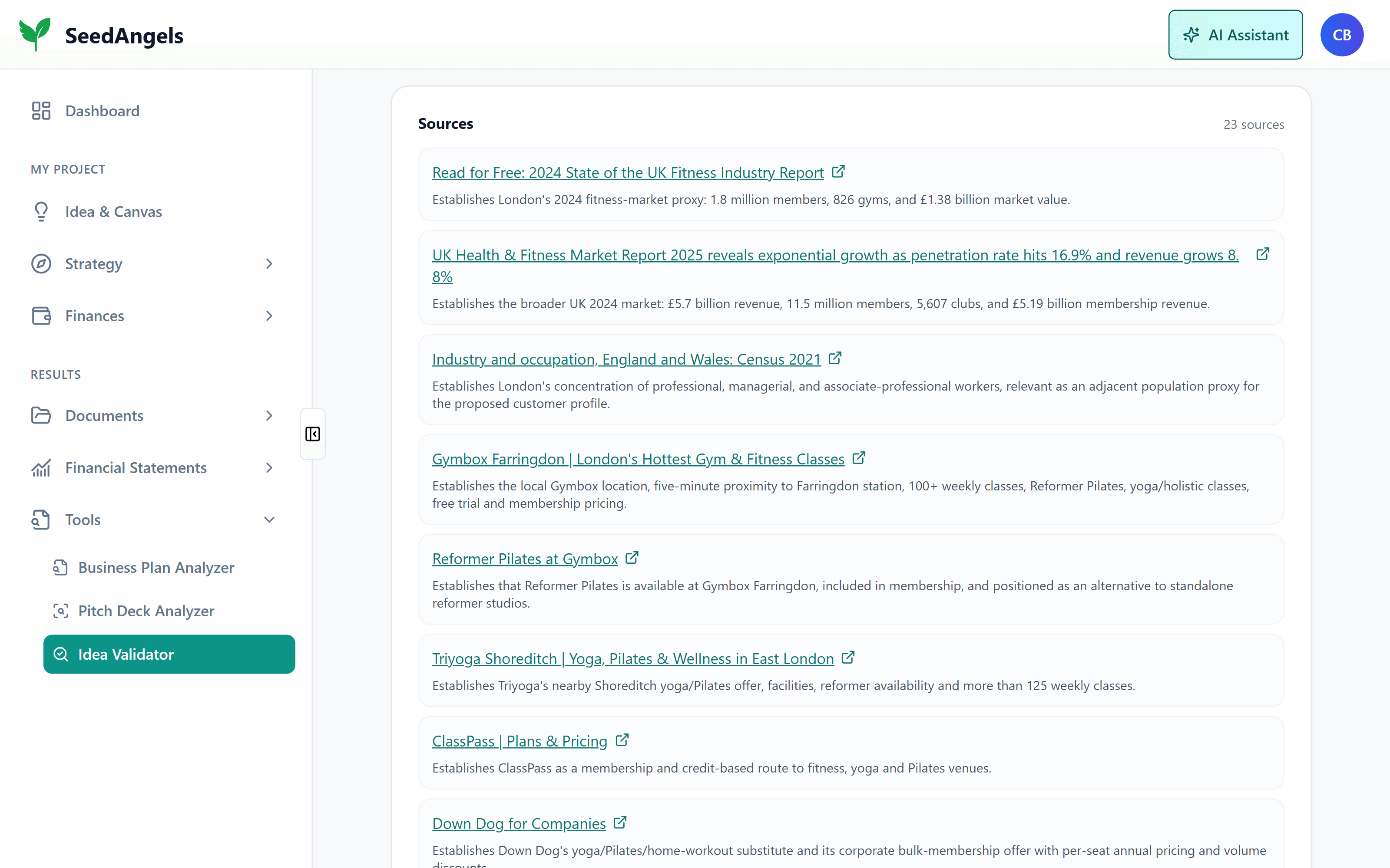 A list of web sources, each with its title, link and a note on what it contributed