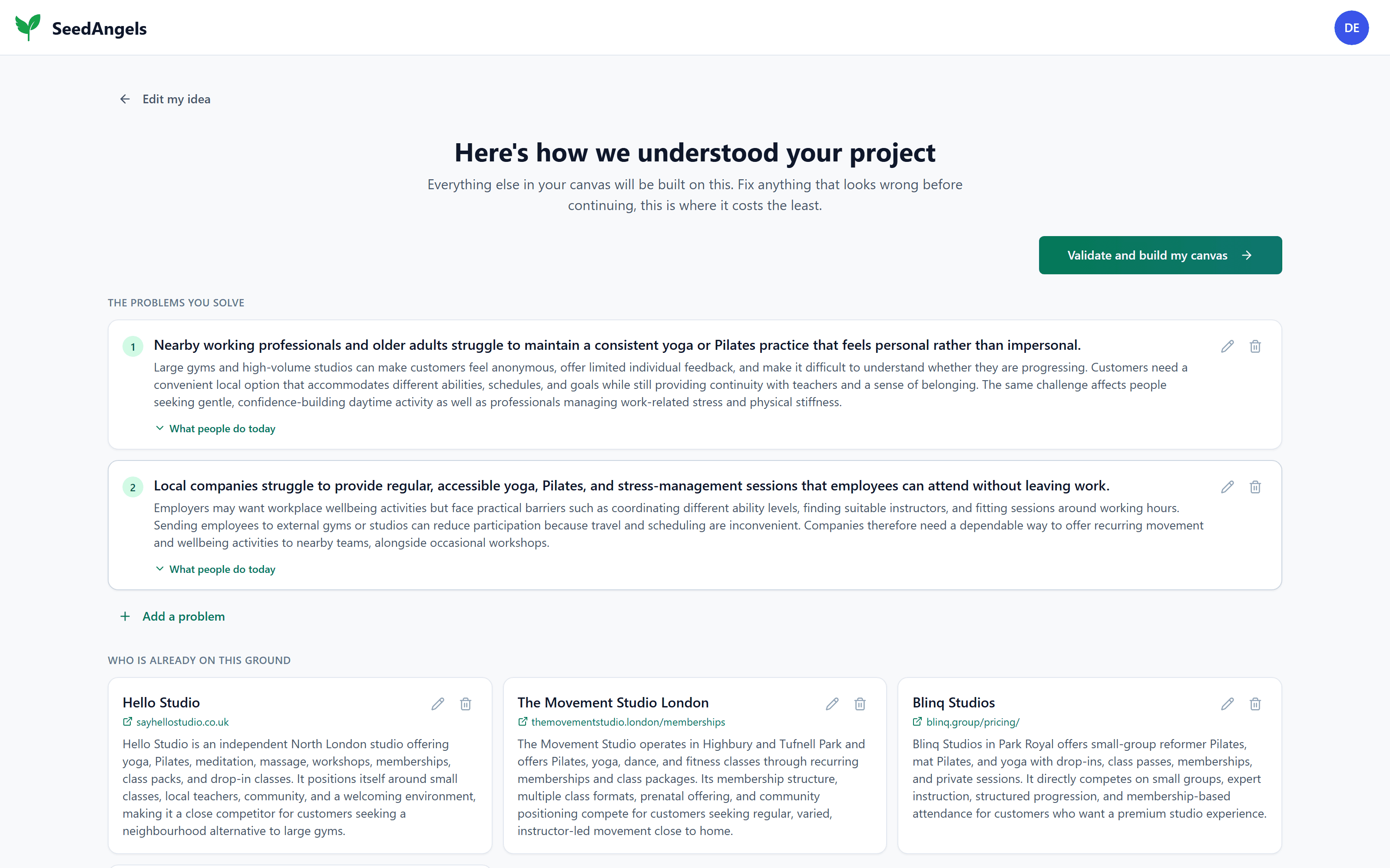 Validating how SeedAngels understood your project