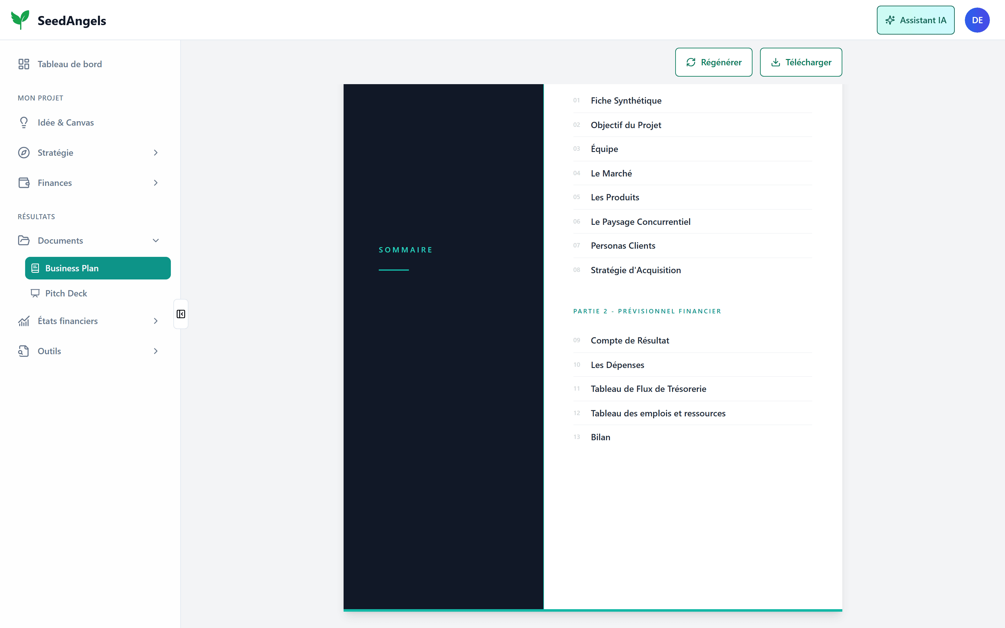 Les sections rédigées d'un Business Plan SeedAngels