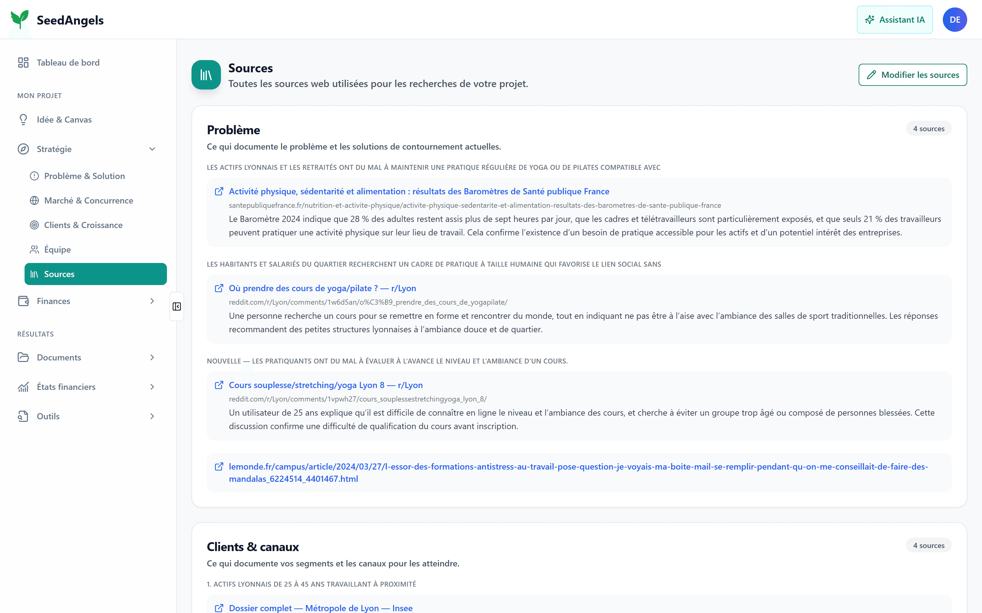 La liste des sources web derrière une analyse SeedAngels