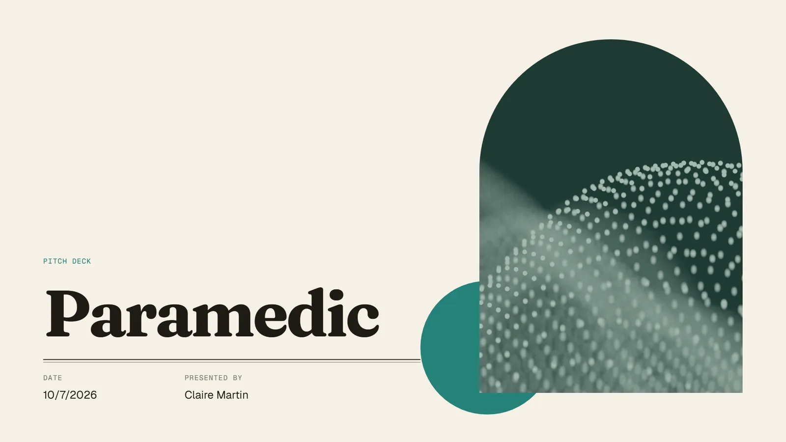 Atelier pitch deck example, Paramedic SaaS startup, slide 1