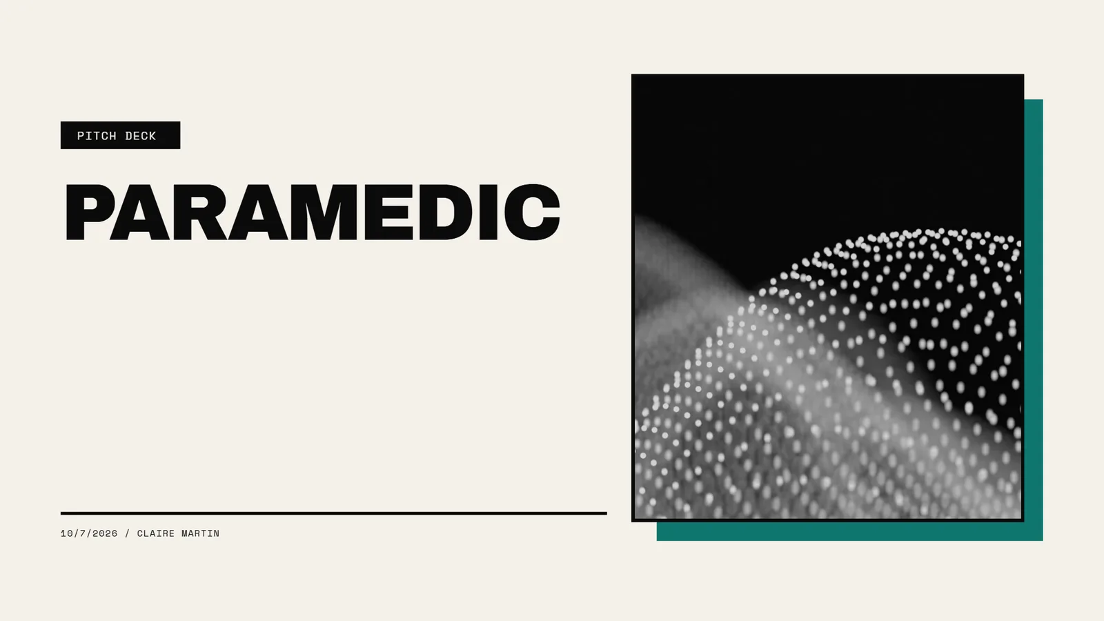 Manifesto pitch deck example, Paramedic SaaS startup, slide 1