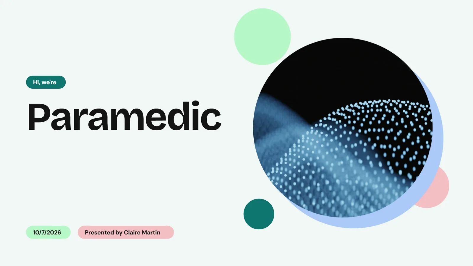 Pop pitch deck example, Paramedic SaaS startup, slide 1