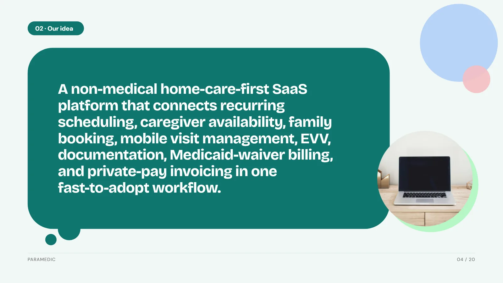 Pop pitch deck example, Paramedic SaaS startup, slide 4