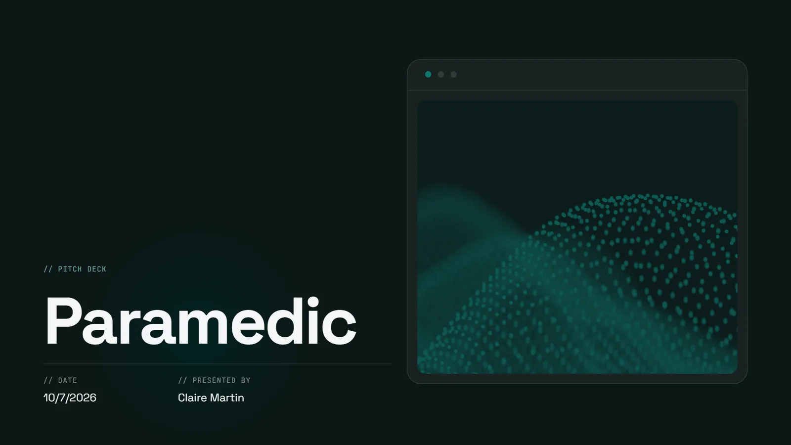 Signal pitch deck example, Paramedic SaaS startup, slide 1