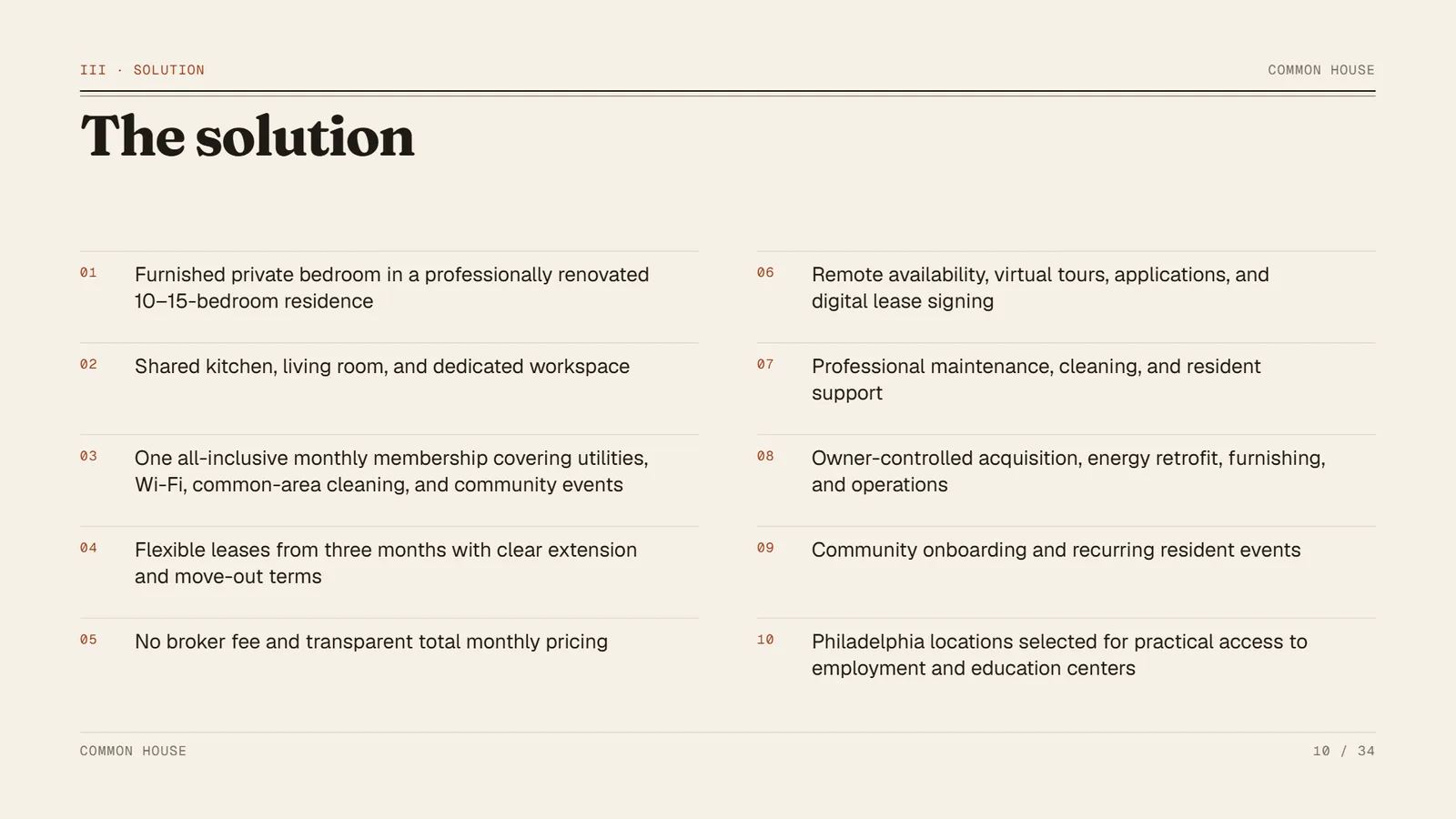 Real estate pitch deck example, Common House, slide 10