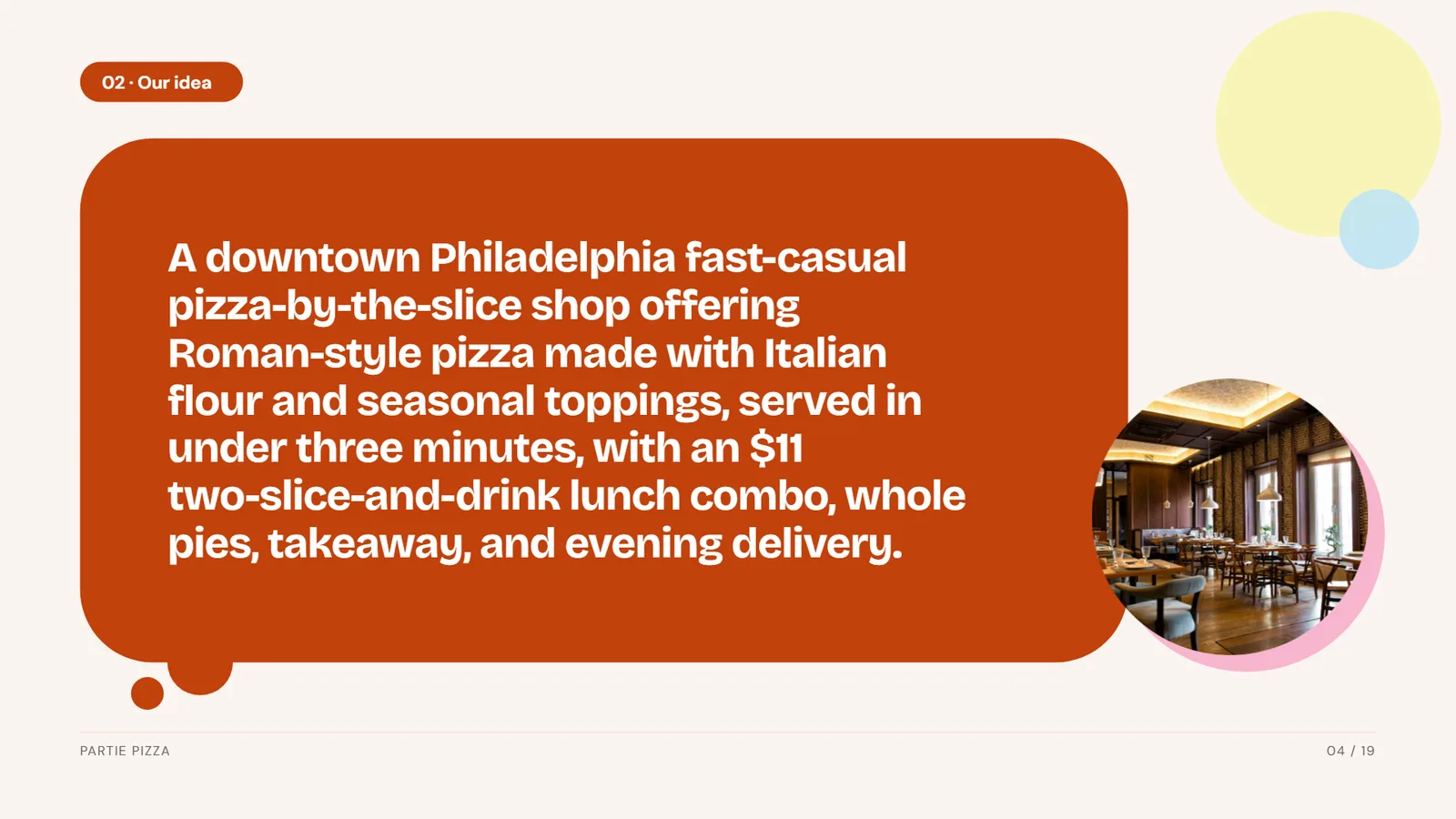 Restaurant pitch deck example, Partie Pizza, slide 4