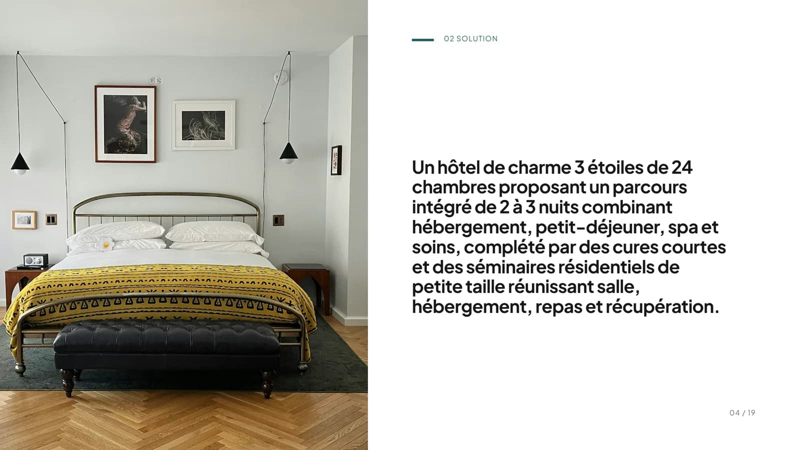 Exemple de pitch deck hôtel Grand Hôtel des Sources, slide 4