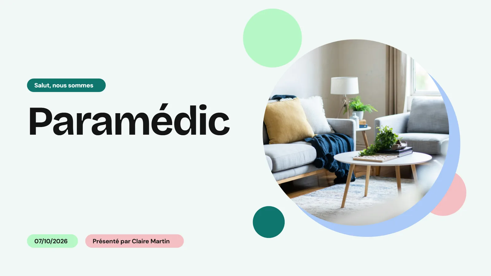 Exemple de pitch deck Pop, startup SaaS Paramédic, slide 1