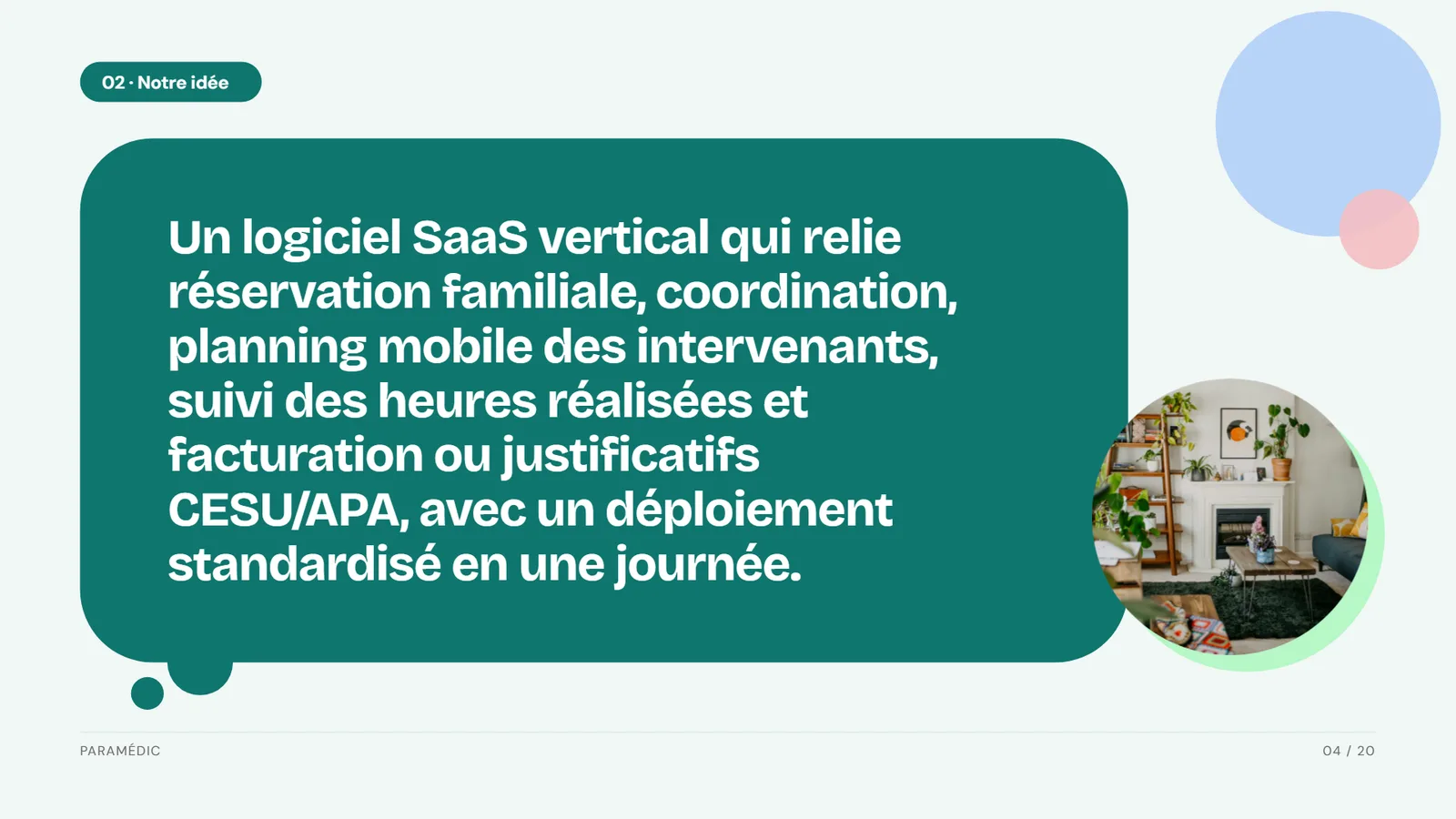 Exemple de pitch deck Pop, startup SaaS Paramédic, slide 4