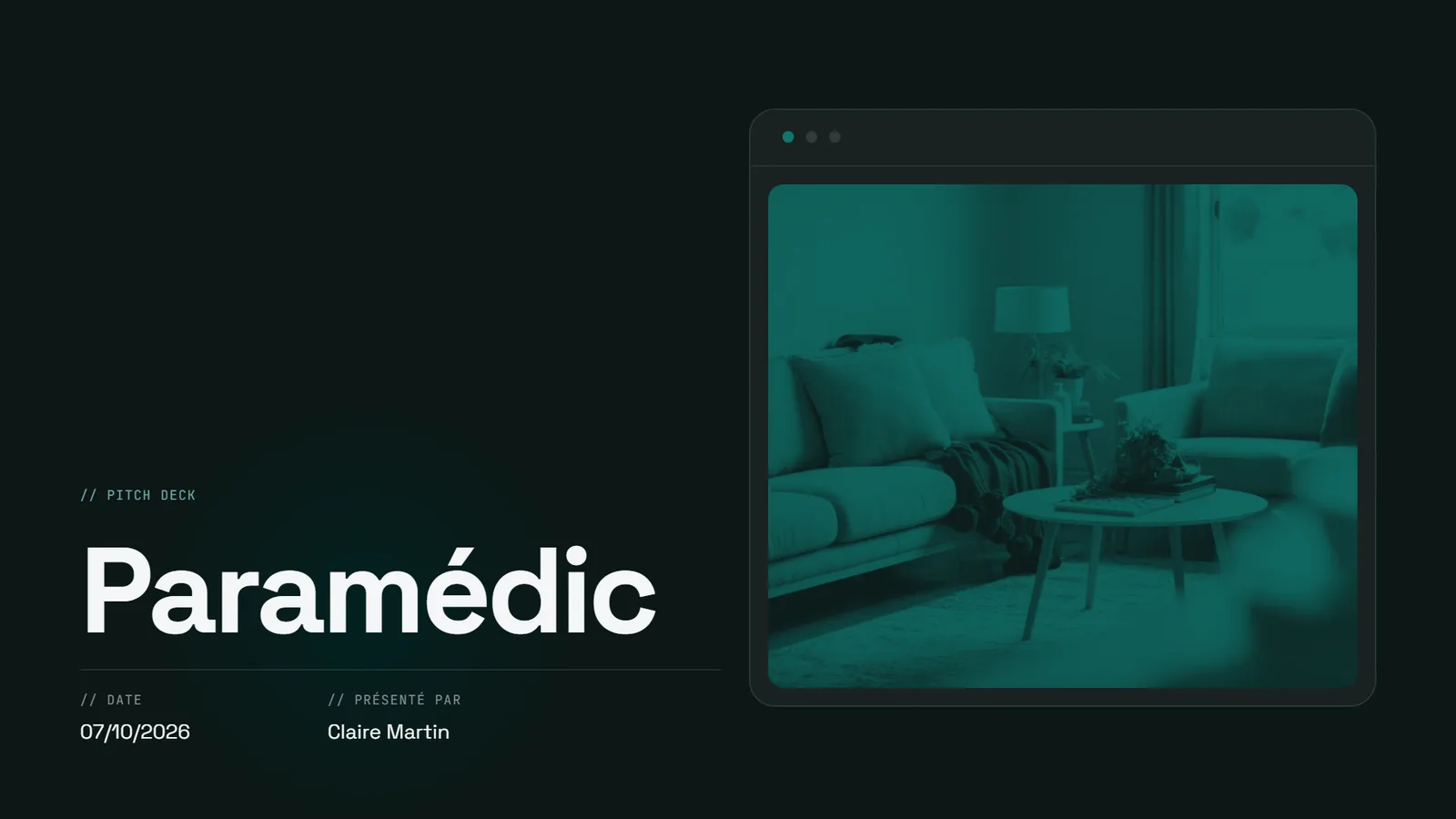Exemple de pitch deck Signal, startup SaaS Paramédic, slide 1