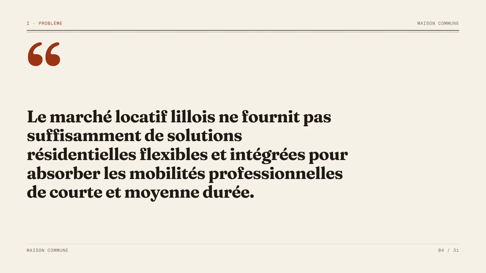 Exemple de pitch deck immobilier Maison Commune, slide 4