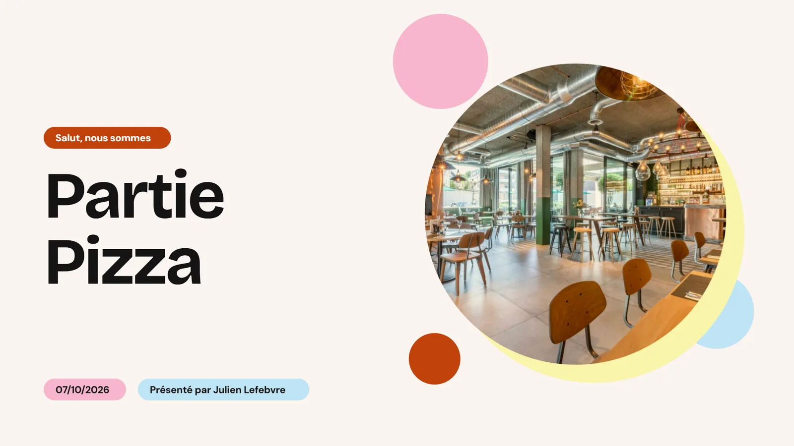 Couverture de l'exemple de pitch deck restaurant